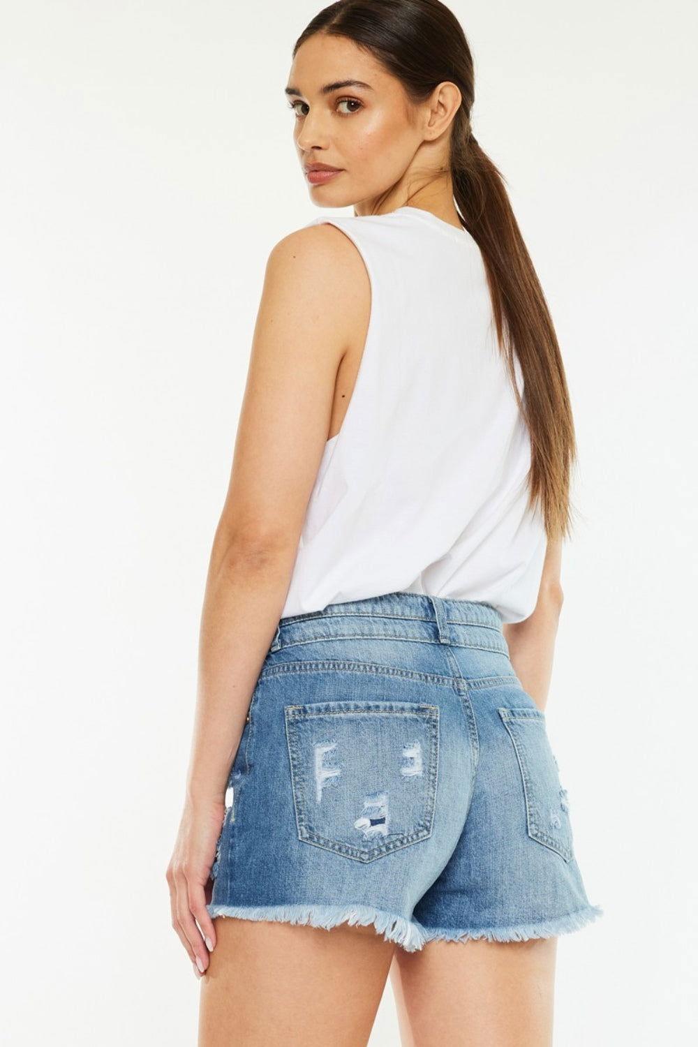Kancan Full Size High Rise Raw Hem Denim Shorts - Clothes For Her Online Store