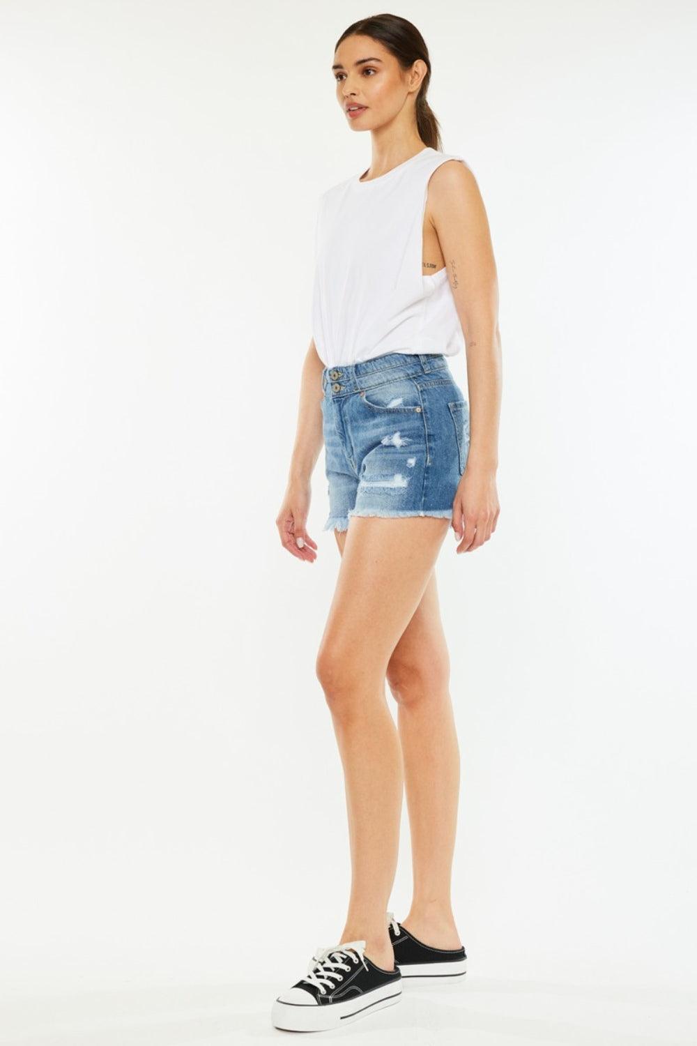 Kancan Full Size High Rise Raw Hem Denim Shorts - Clothes For Her Online Store