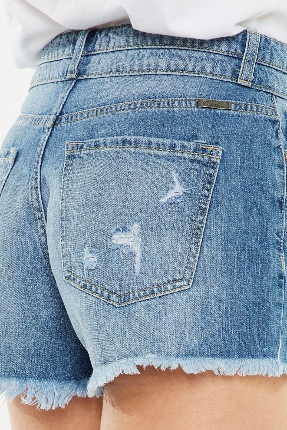 Kancan Full Size High Rise Raw Hem Denim Shorts - Clothes For Her Online Store