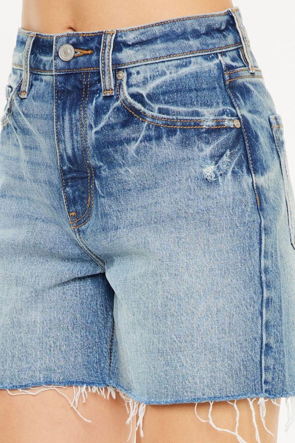 Kancan Full Size Raw Hem High Waist Denim Shorts - Clothes For Her Online Store