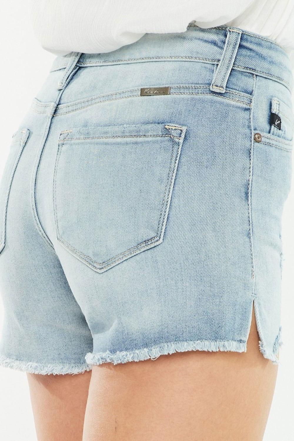 Kancan High Rise Side Slit Denim Shorts - Clothes For Her Online Store