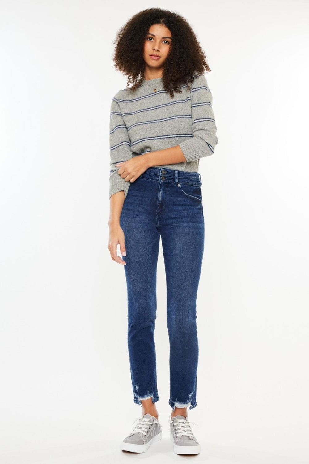 Kancan High Rise Slim Straight Jeans - Clothes For Her Online Store