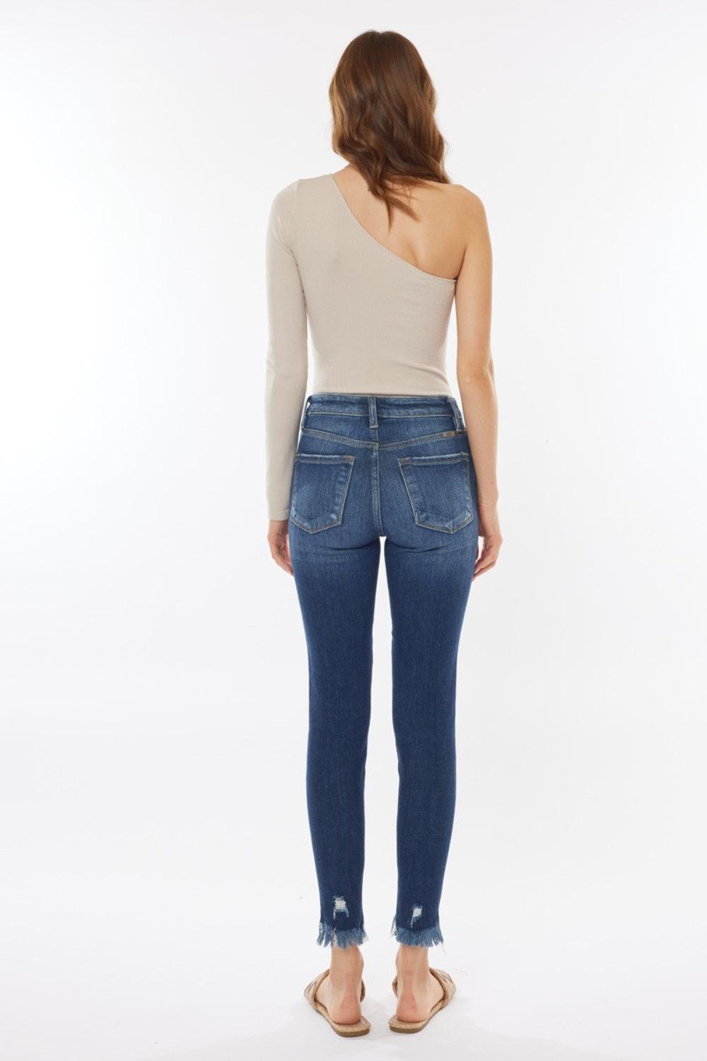 Kancan Raw Hem High Waist Cropped Jeans - Clothes For Her Online Store