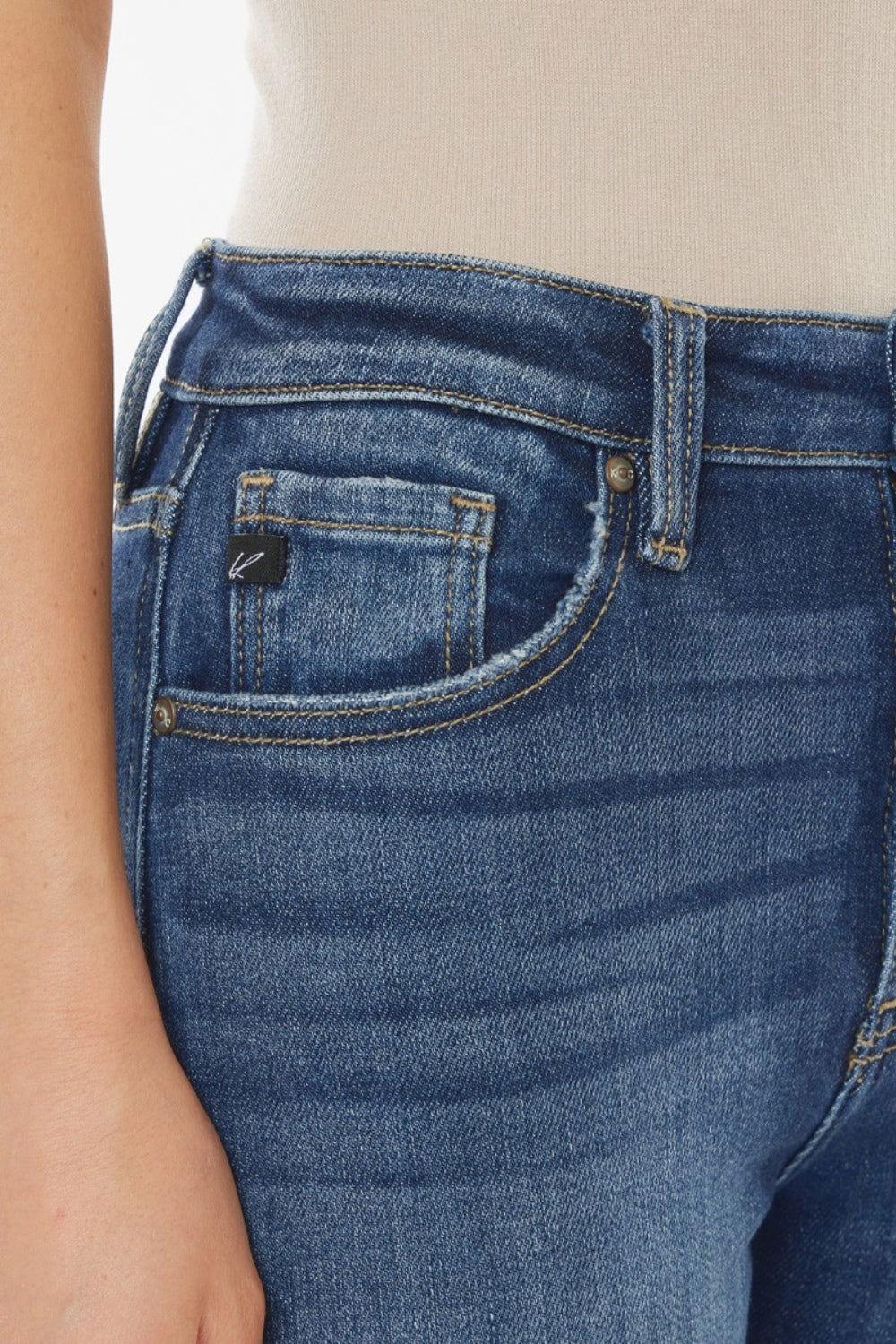 Kancan Raw Hem High Waist Cropped Jeans - Clothes For Her Online Store