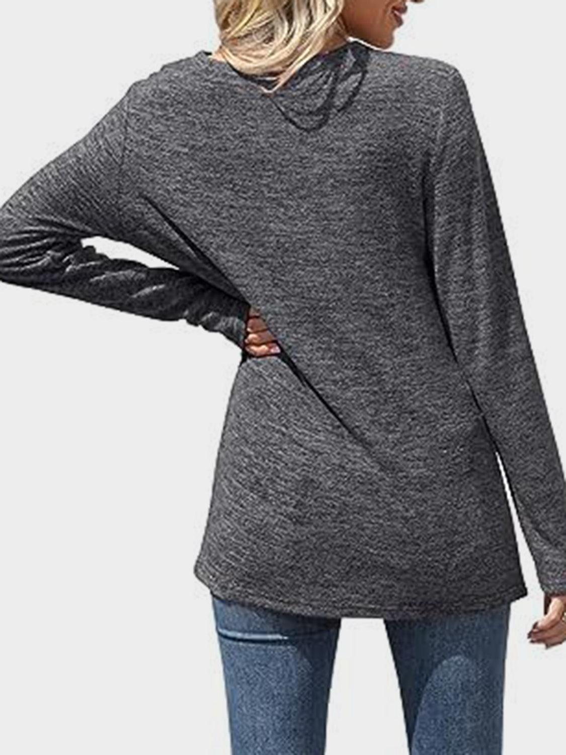 Lace Detail V-Neck Long Sleeve T-Shirt - Clothes For Her Online Store