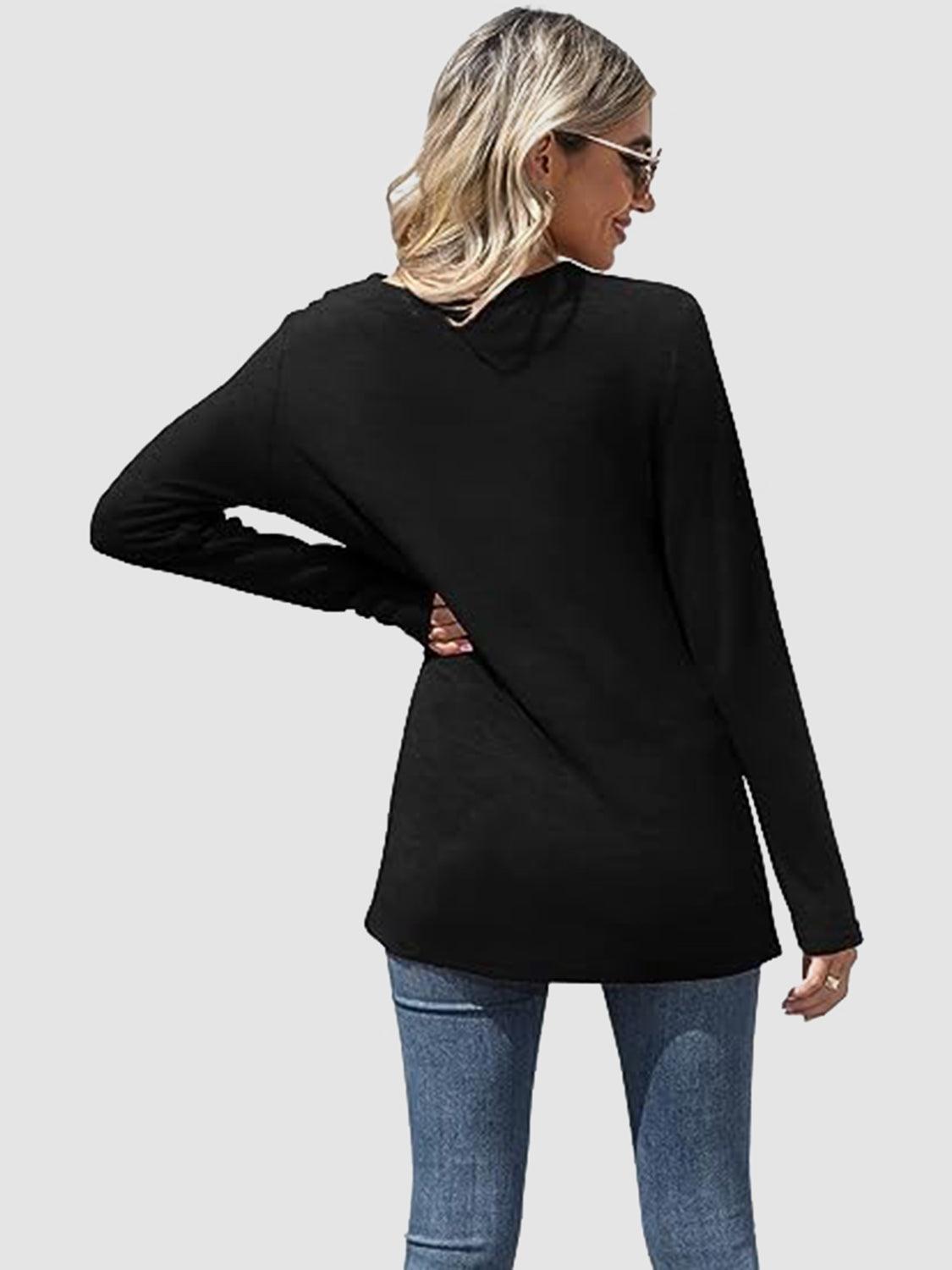 Lace Detail V-Neck Long Sleeve T-Shirt - Clothes For Her Online Store