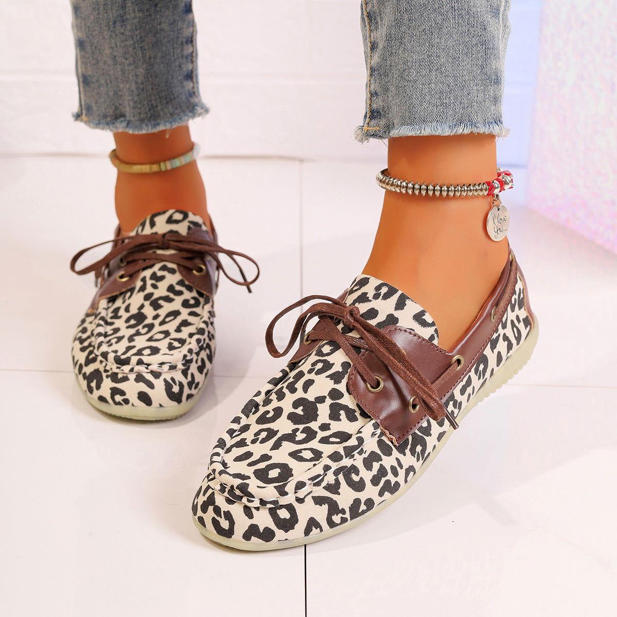 Lace Up Leopard Slip-Ons - Clothes For Her Online Store