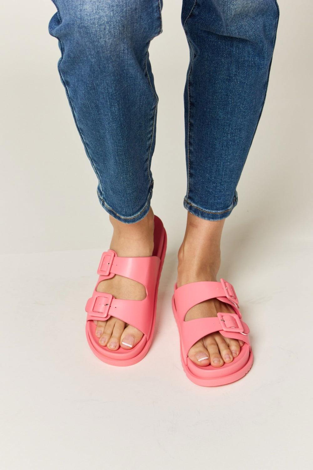 Legend Double Buckle Open Toe Sandals - Clothes For Her Online Store