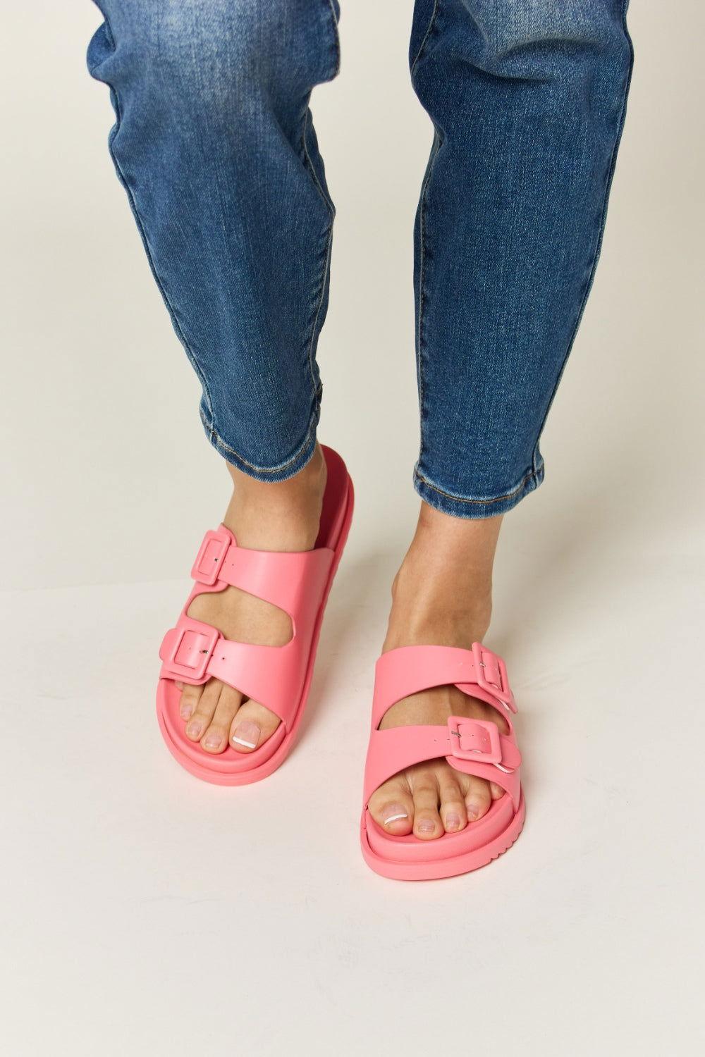 Legend Double Buckle Open Toe Sandals - Clothes For Her Online Store