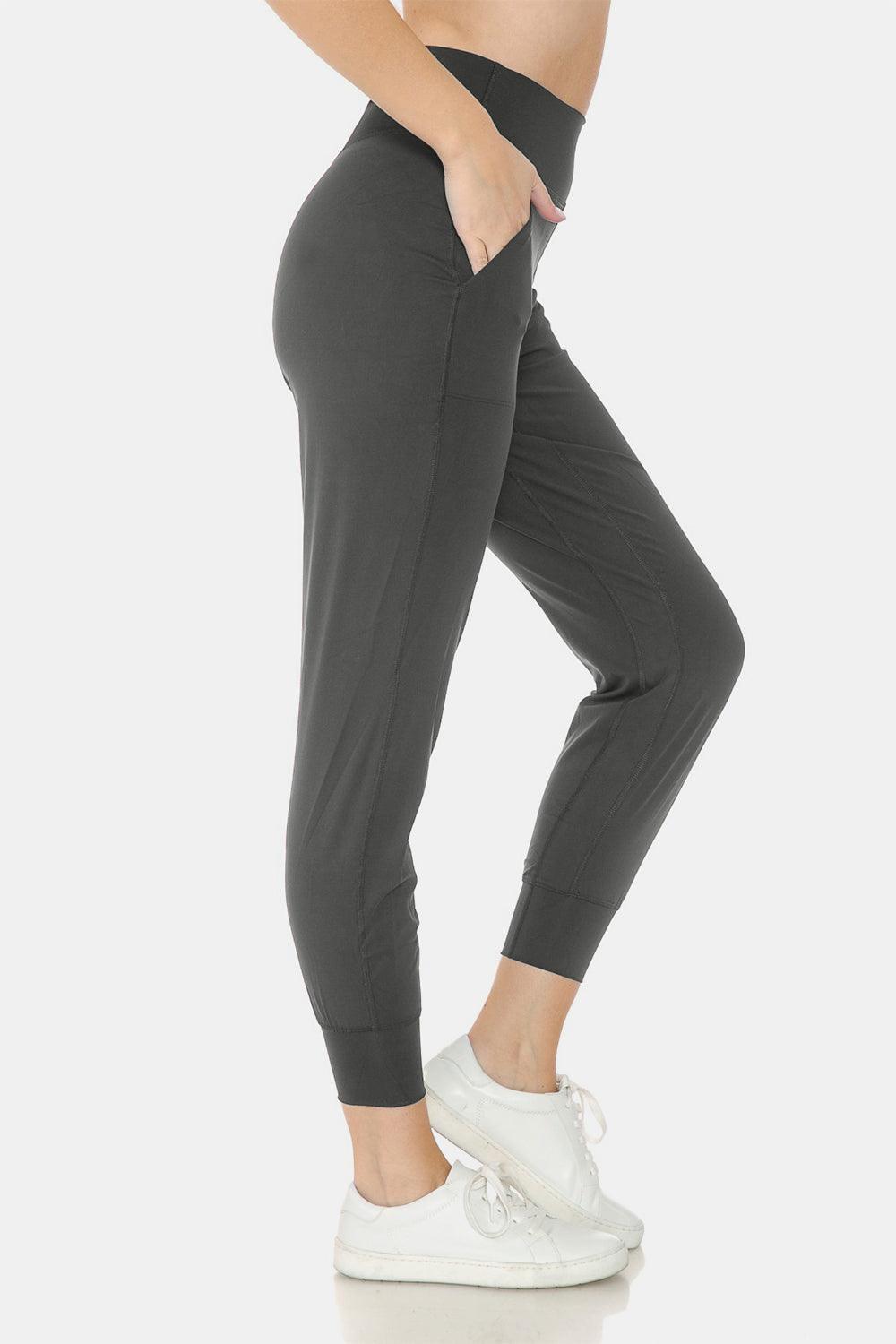 Leggings Depot Wide Waistband Slim Active Joggers - Clothes For Her Online Store