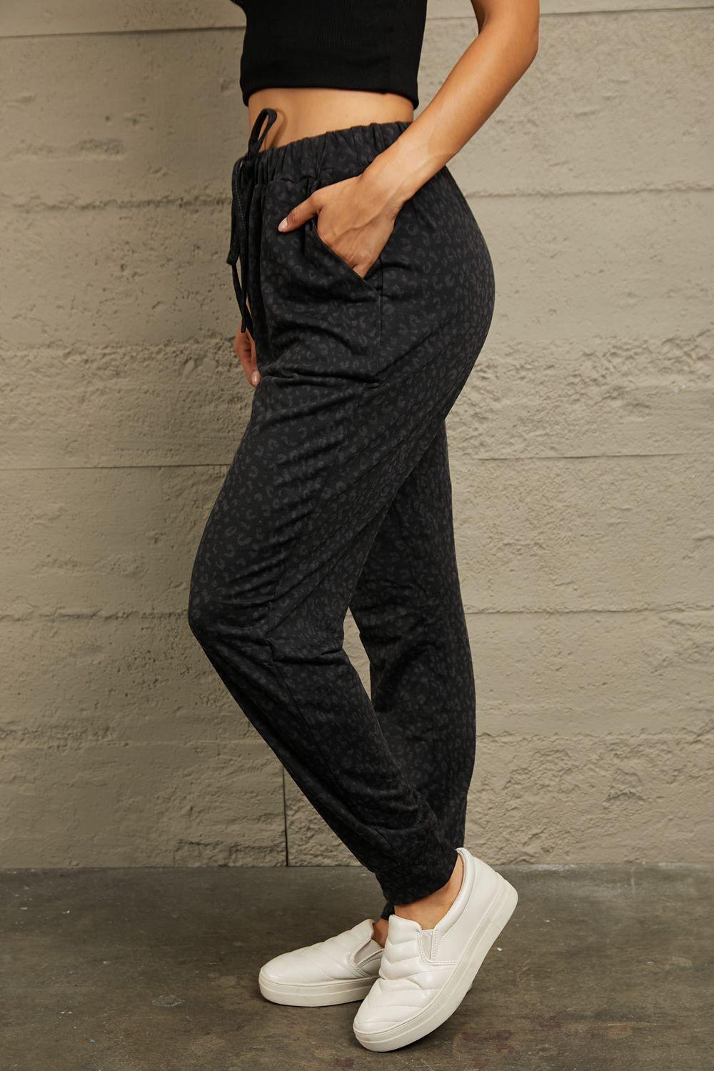 Leopard Print Joggers with Pockets - Clothes For Her Online Store