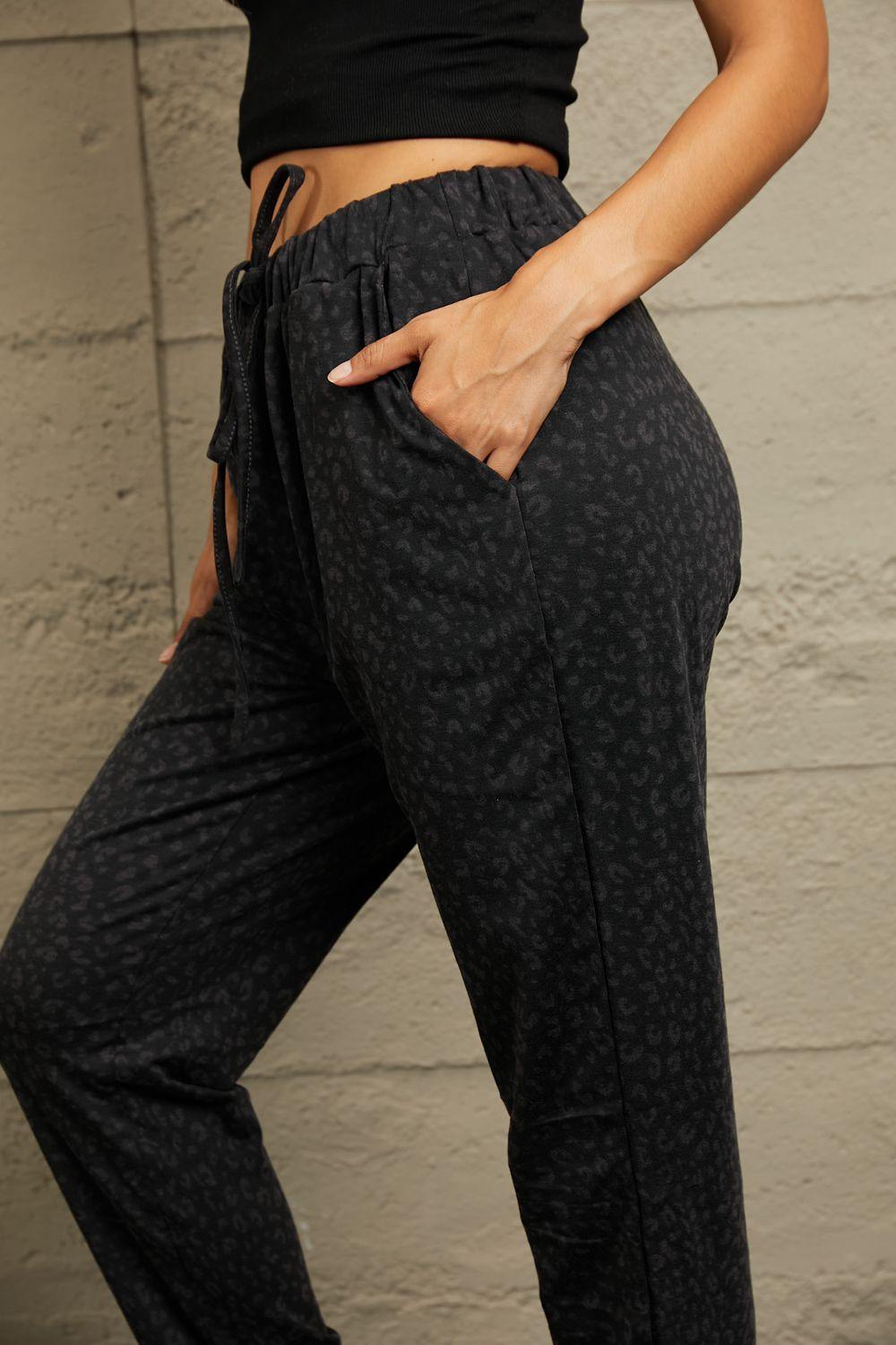 Leopard Print Joggers with Pockets - Clothes For Her Online Store