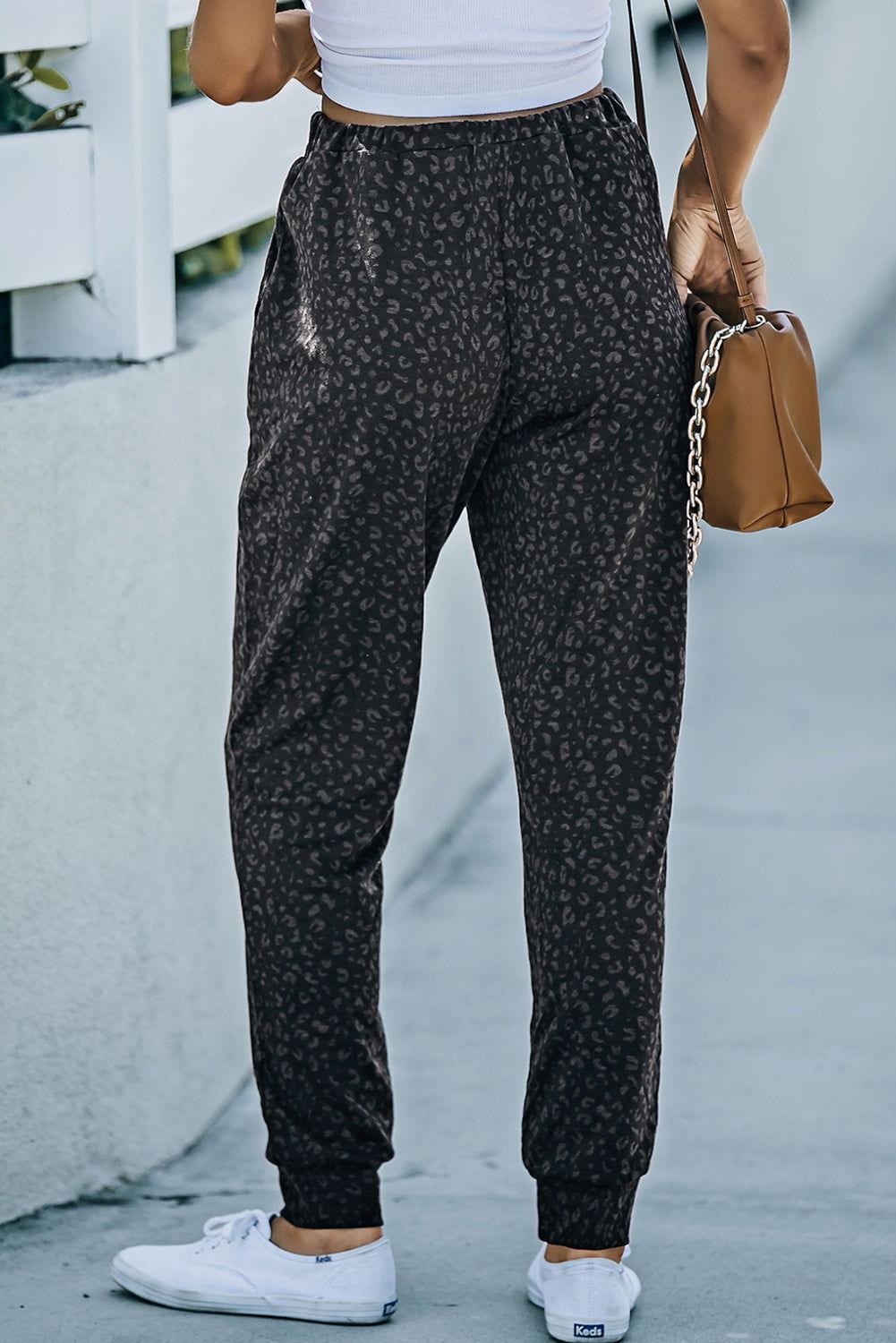 Leopard Print Joggers with Pockets - Clothes For Her Online Store