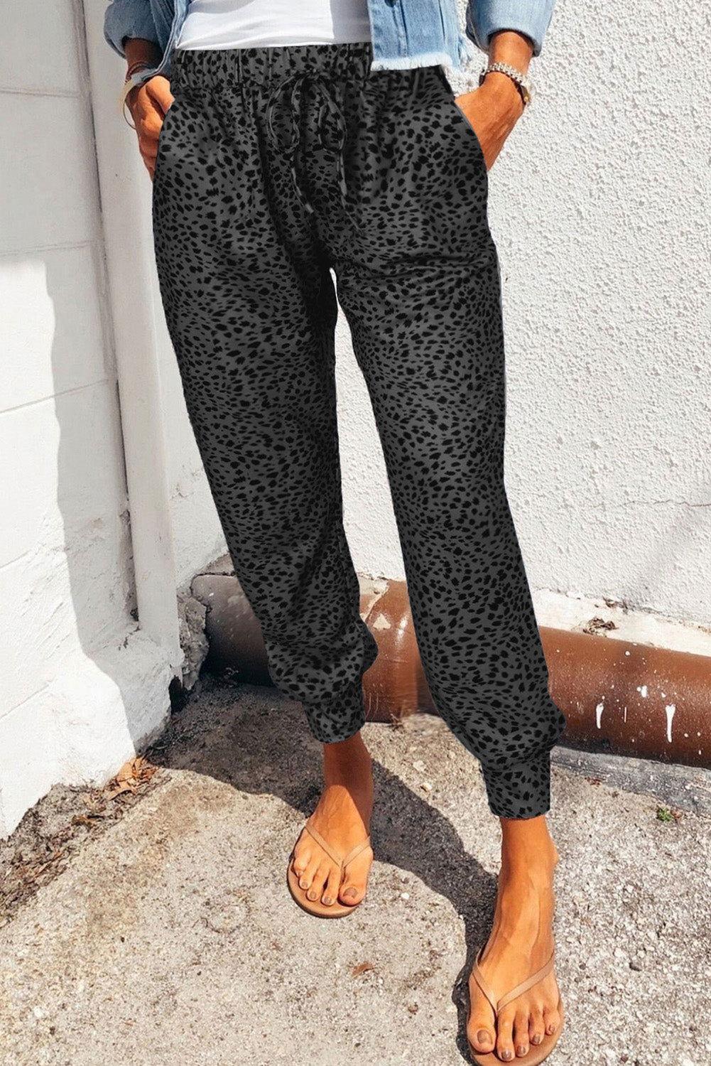 Leopard Print Joggers with Pockets - Clothes For Her Online Store