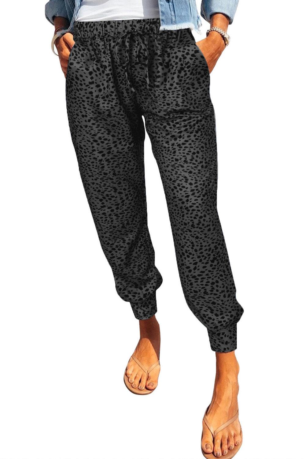 Leopard Print Joggers with Pockets - Clothes For Her Online Store