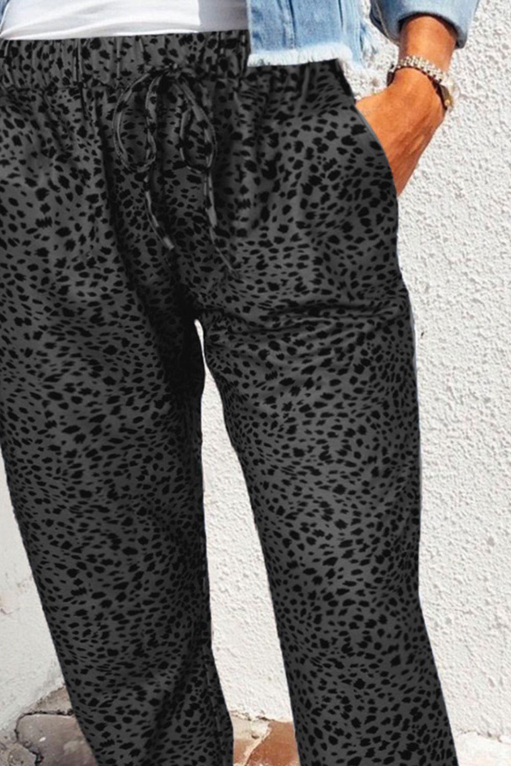 Leopard Print Joggers with Pockets - Clothes For Her Online Store