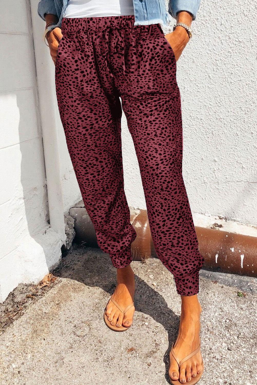 Leopard Print Joggers with Pockets - Clothes For Her Online Store