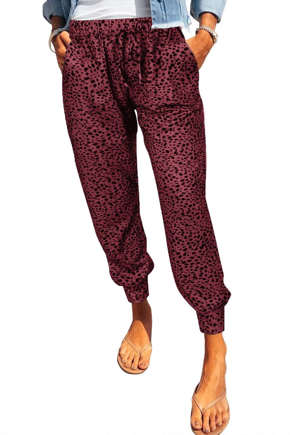 Leopard Print Joggers with Pockets - Clothes For Her Online Store