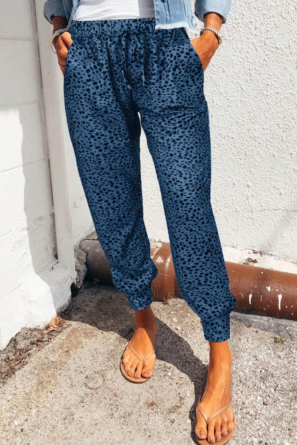 Leopard Print Joggers with Pockets - Clothes For Her Online Store