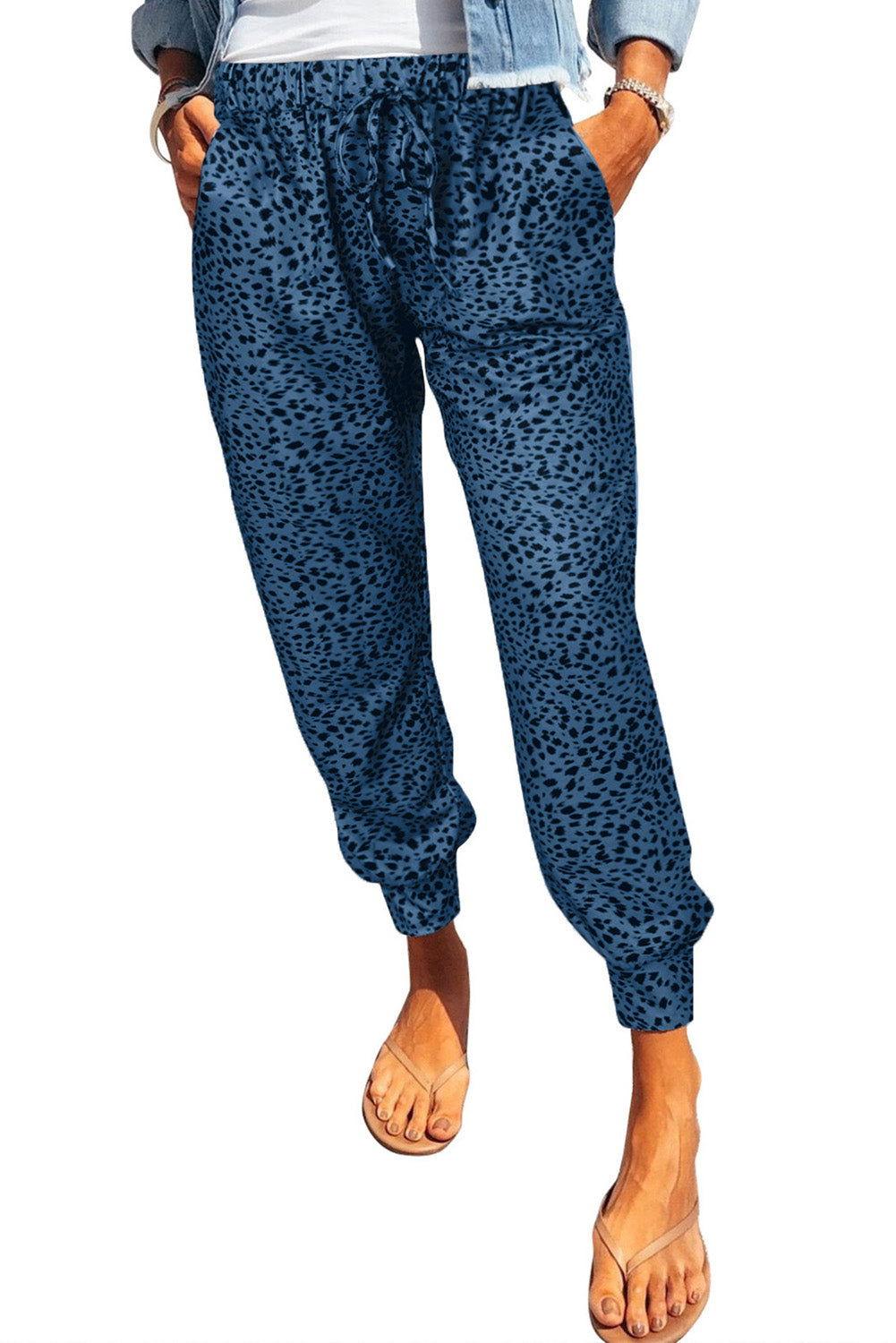 Leopard Print Joggers with Pockets - Clothes For Her Online Store