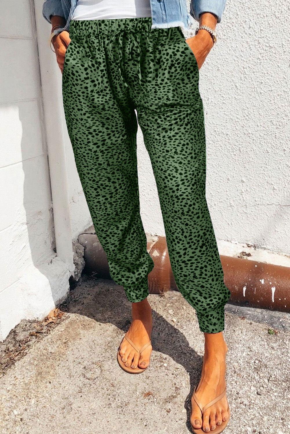 Leopard Print Joggers with Pockets - Clothes For Her Online Store