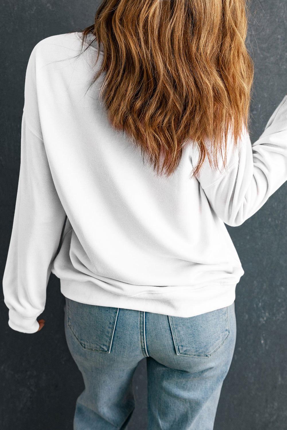 Letter Graphic Round Neck Long Sleeve Sweatshirt - Clothes For Her Online Store