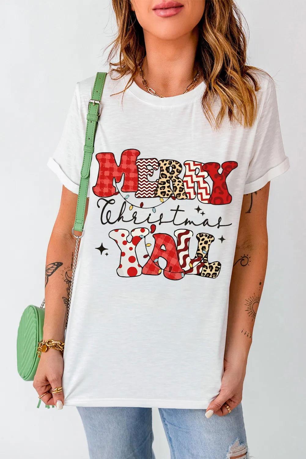 Letter Graphic Round Neck Short Sleeve T-Shirt - Clothes For Her Online Store