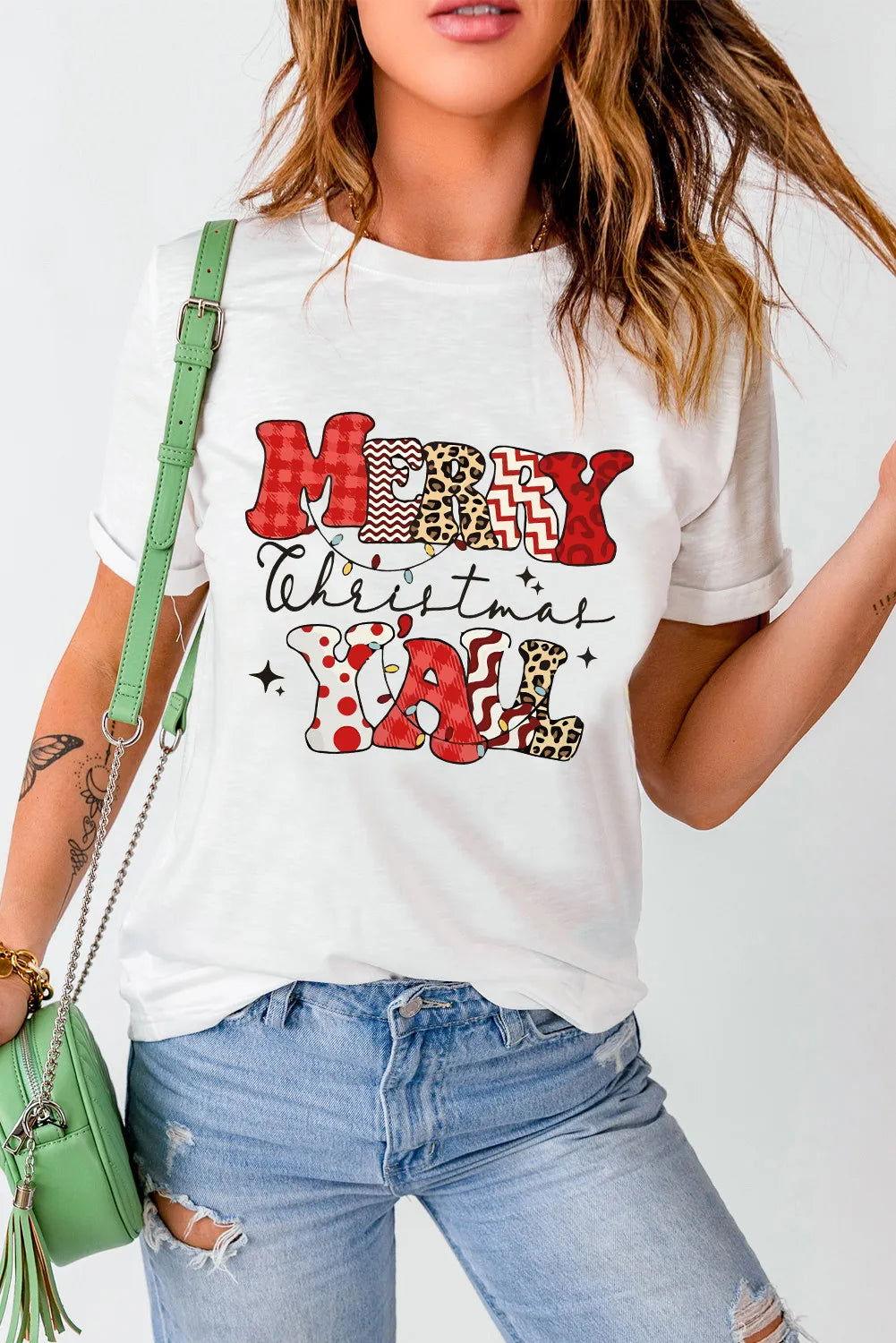 Letter Graphic Round Neck Short Sleeve T-Shirt - Clothes For Her Online Store
