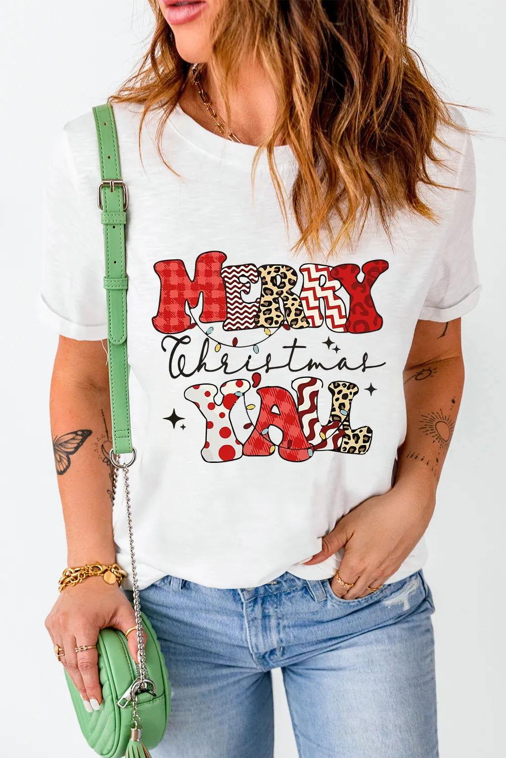 Letter Graphic Round Neck Short Sleeve T-Shirt - Clothes For Her Online Store
