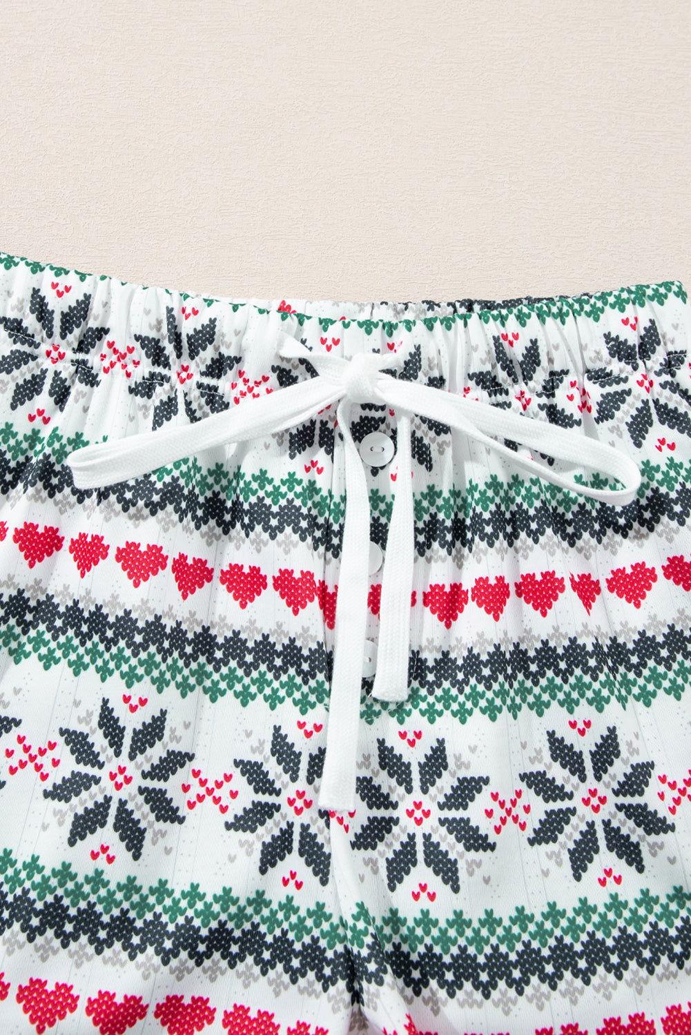 Letter Graphic Round Neck Top and Printed Shorts Lounge Set - Clothes For Her Online Store