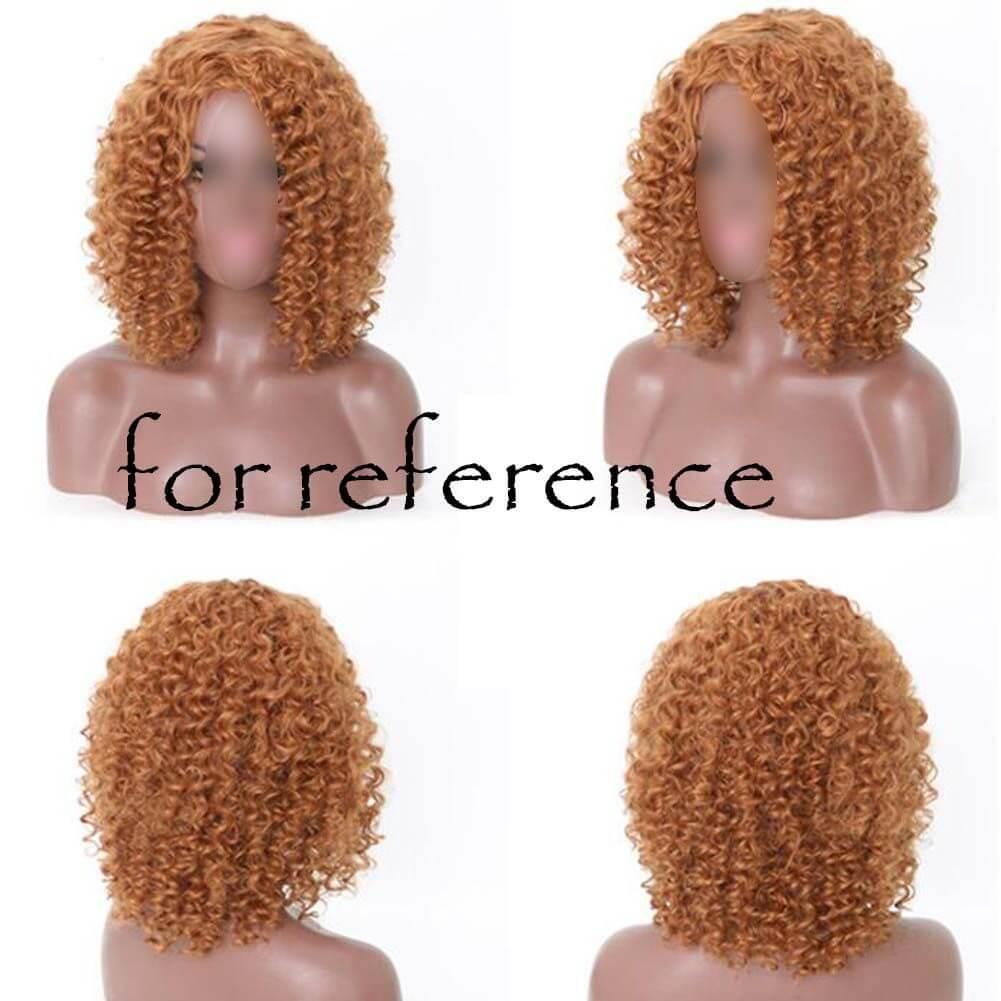 Light Coffee Afro Hair Wig Short Curly with Bangs Fluffy Wigs Synthetic Hair Full Wig,16 inch - Clothes For Her Online Store