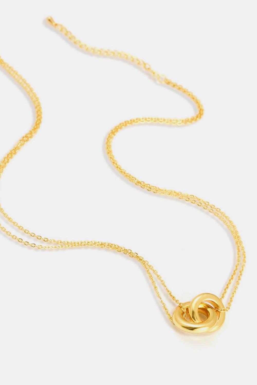 Linked Ring Pendant Chain Necklace - Clothes For Her Online Store