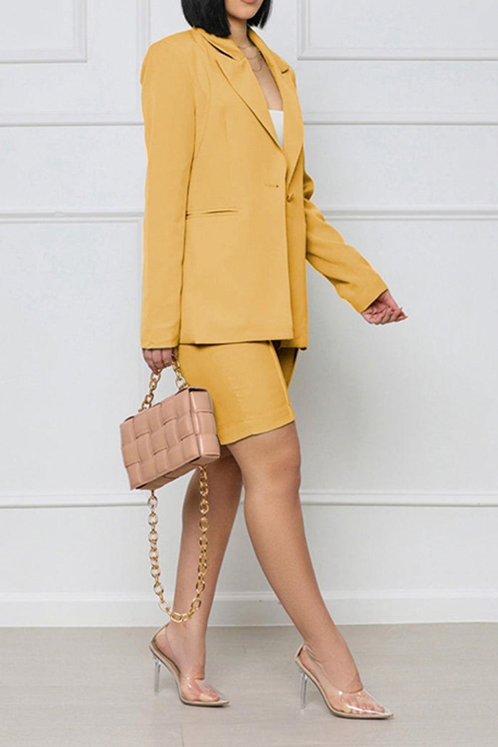 Long Sleeve Blazer and Shorts Set - Clothes For Her Online Store