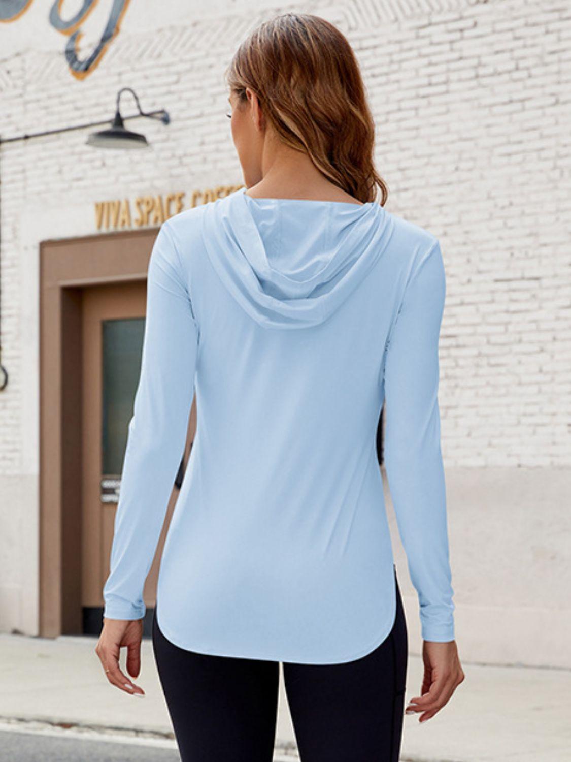 Long Sleeve Hooded Active Top - Clothes For Her Online Store