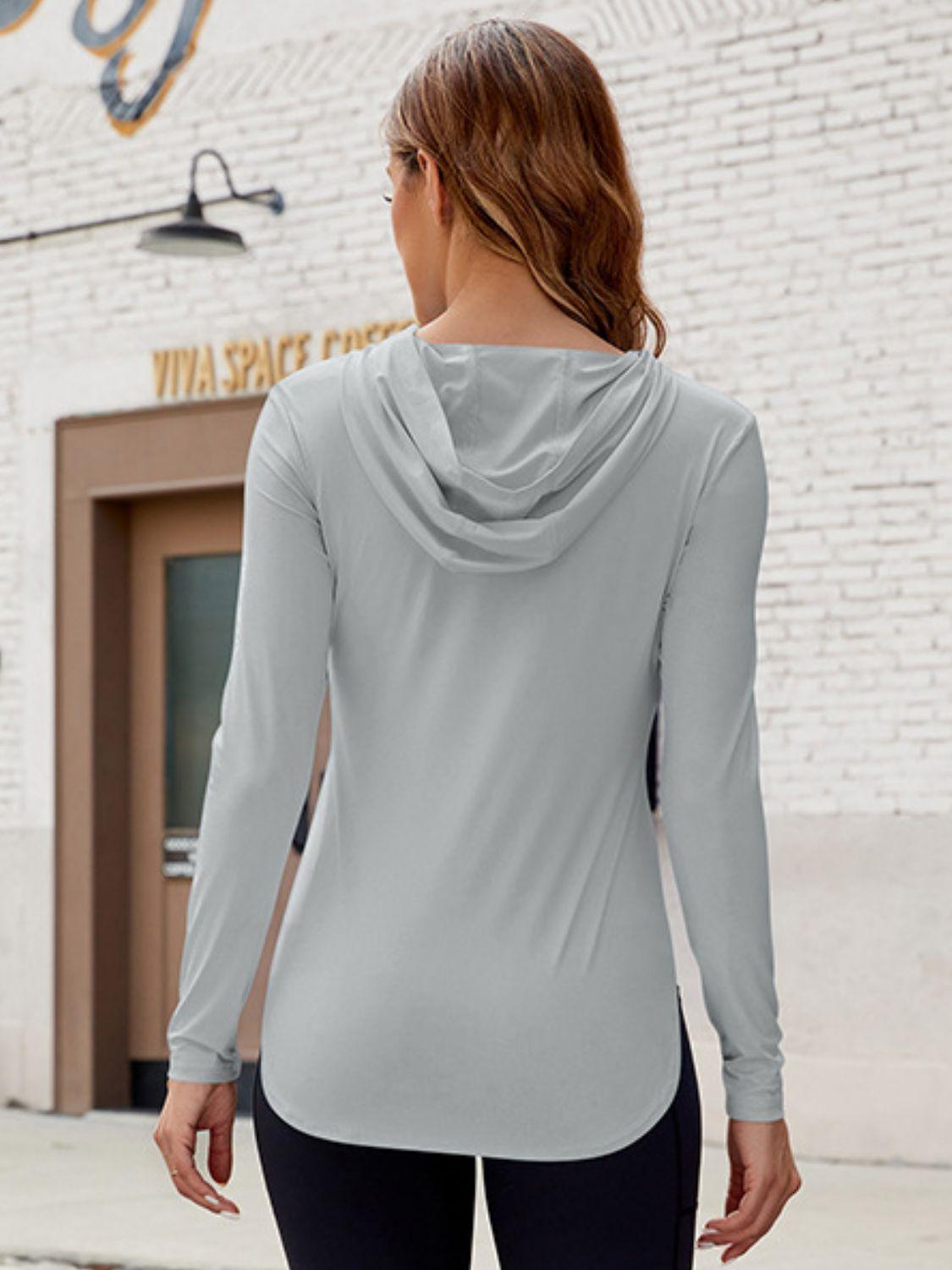 Long Sleeve Hooded Active Top - Clothes For Her Online Store