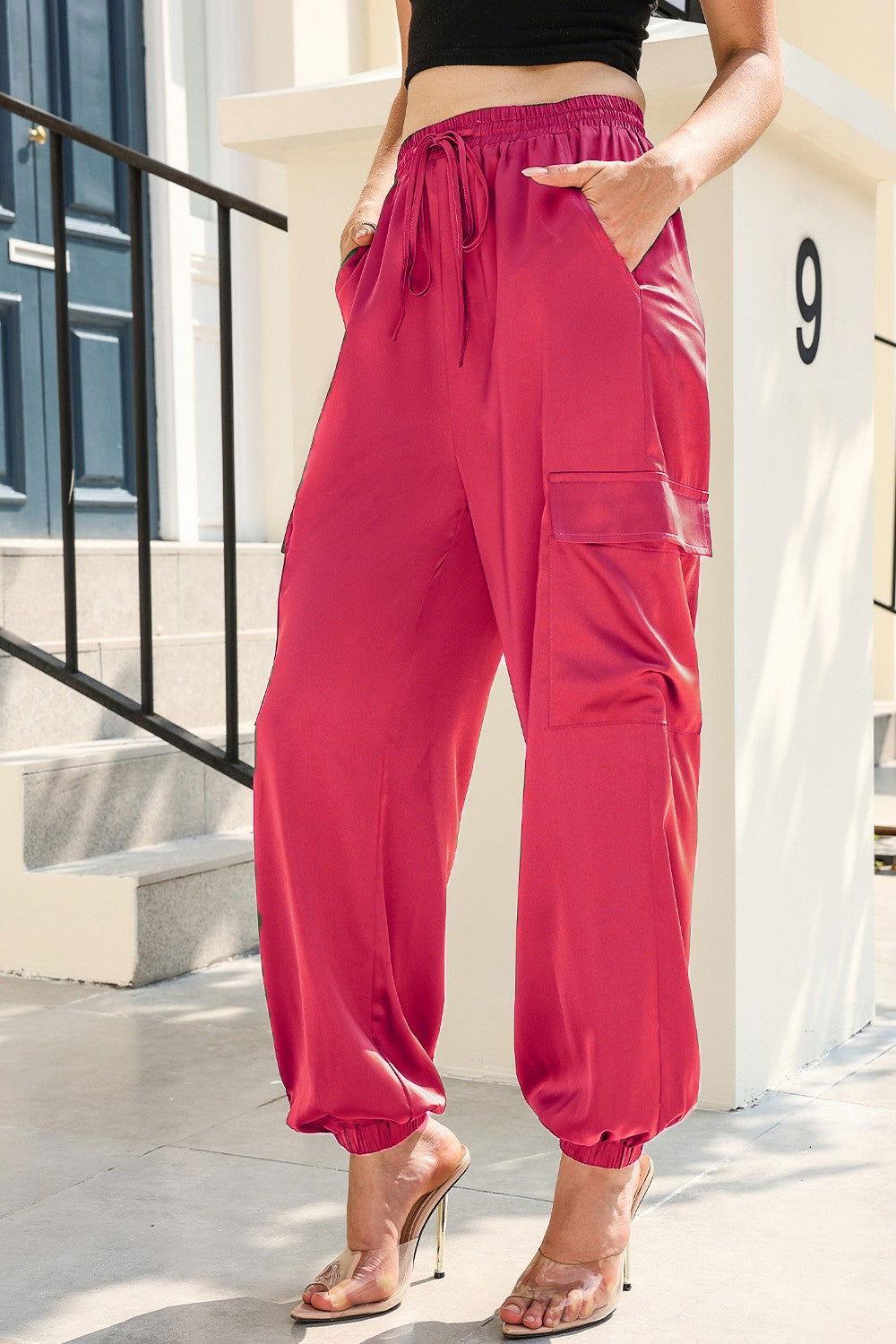 Long Tie Waist Pocketed Pants - Clothes For Her Online Store