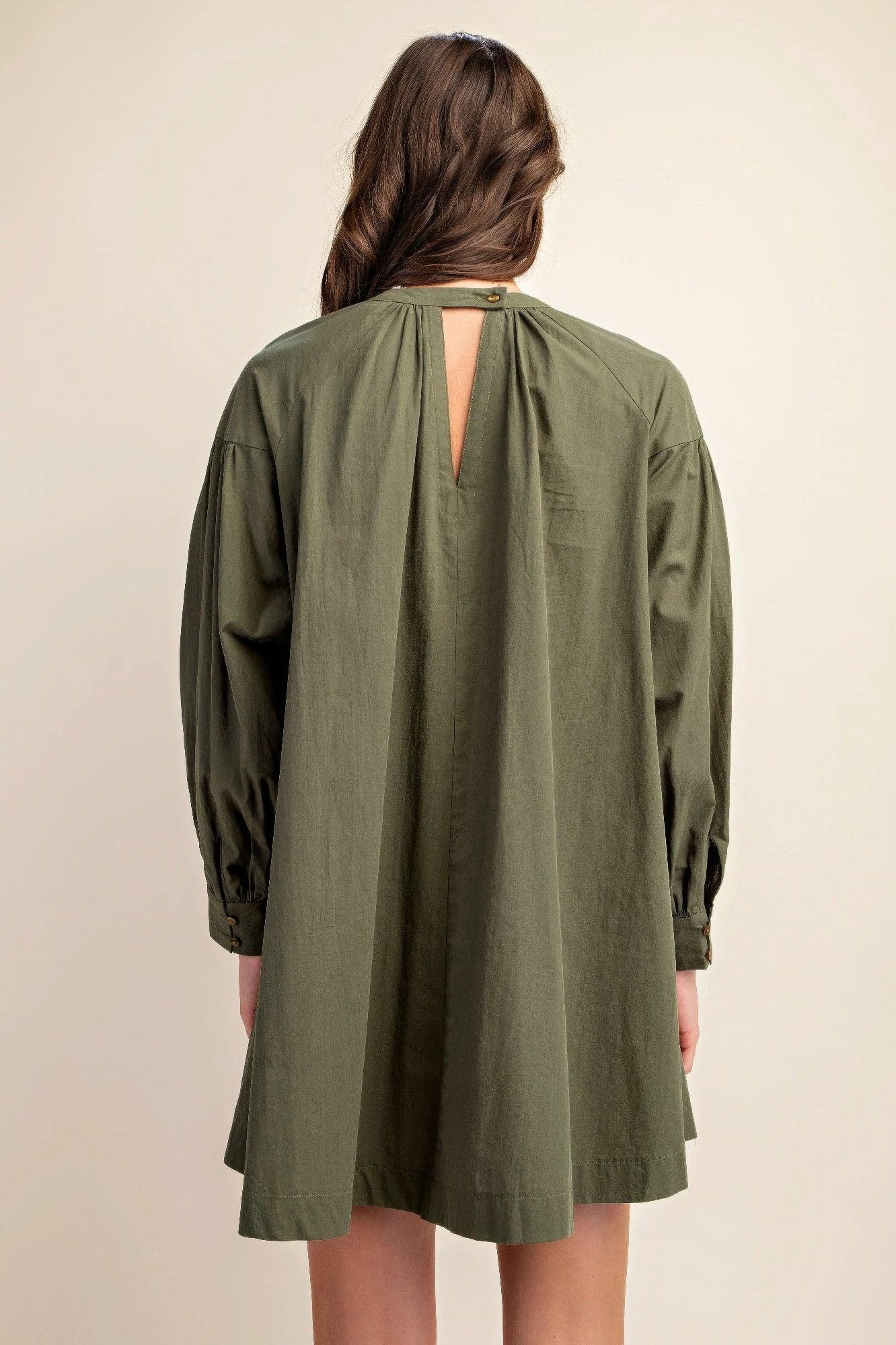 Long sleeve mini dress with lace detail - Clothes For Her Online Store