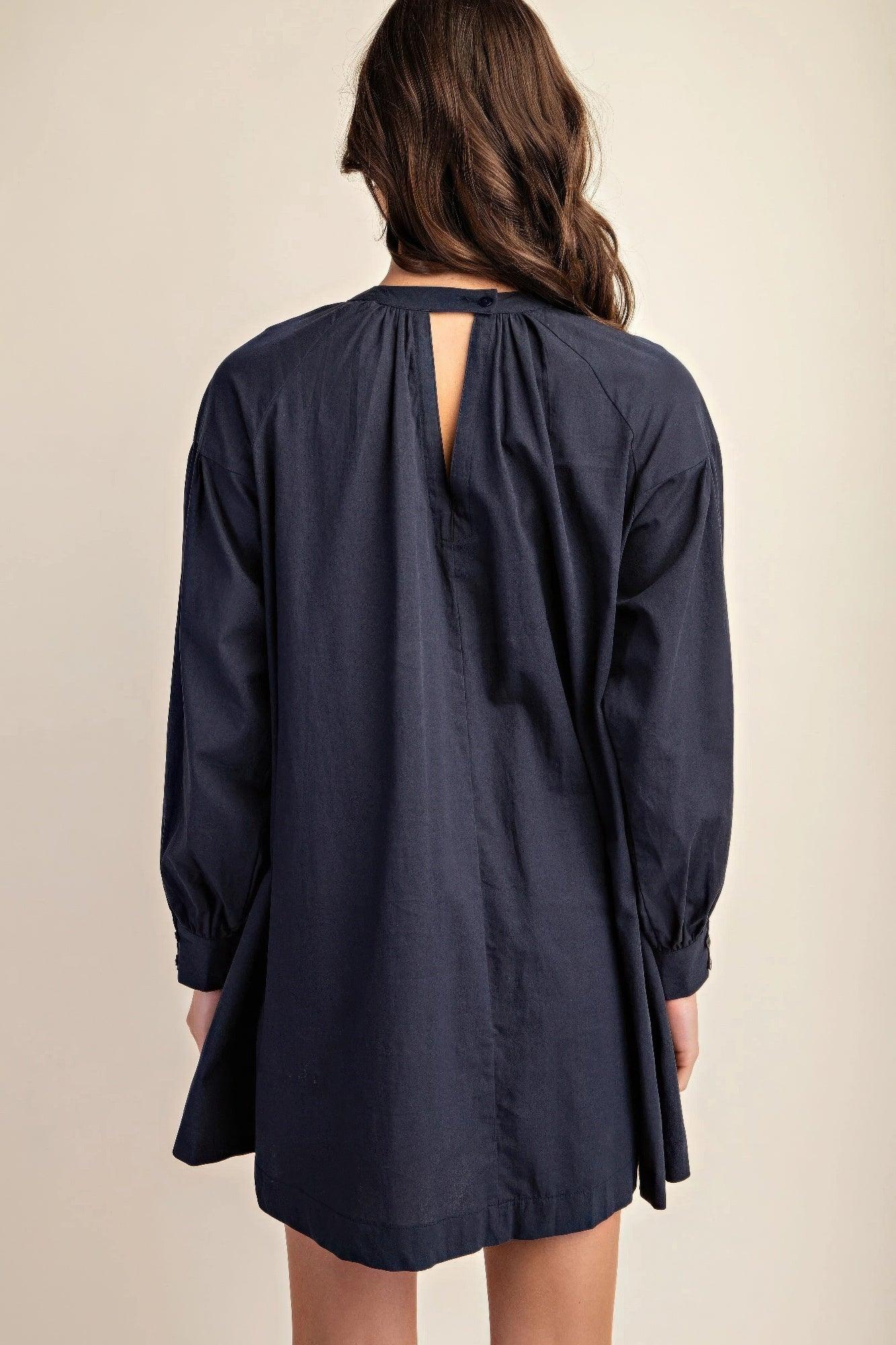 Long sleeve mini dress with lace detail - Clothes For Her Online Store