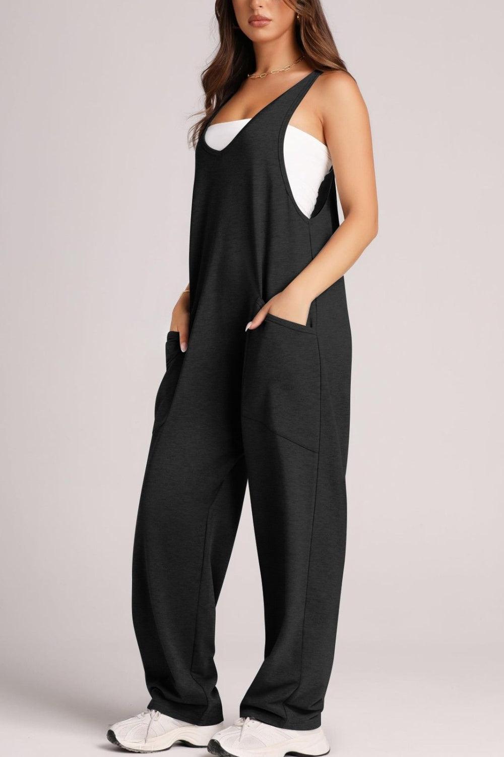 Lovelet Wide Strap Jumpsuit with Pockets - Clothes For Her Online Store