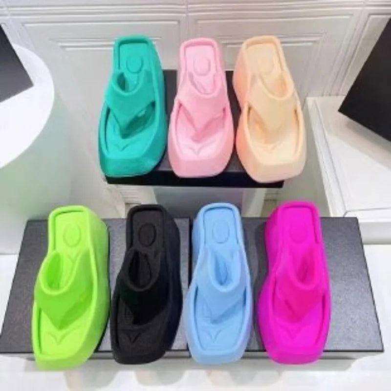 Luxury Platform Square Toe Slippers - Clothes For Her Online Store