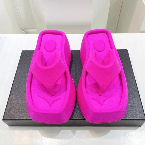 Luxury Platform Square Toe Slippers - Clothes For Her Online Store