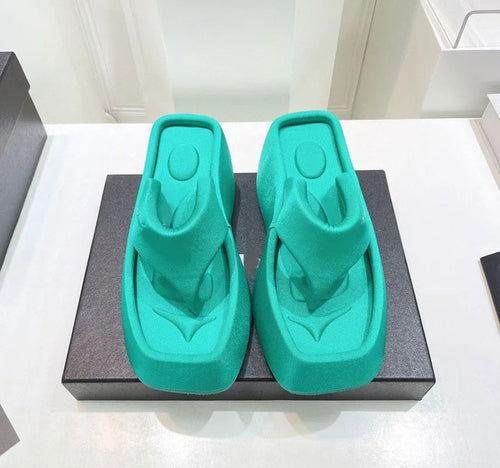 Luxury Platform Square Toe Slippers - Clothes For Her Online Store
