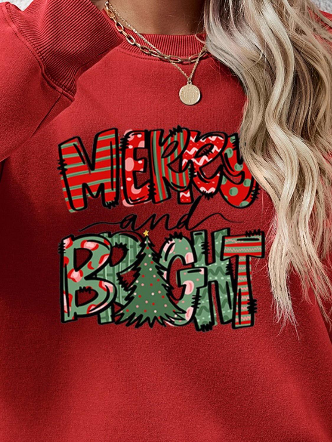 MERRY AND BRIGHT Long Sleeve Sweatshirt - Clothes For Her Online Store