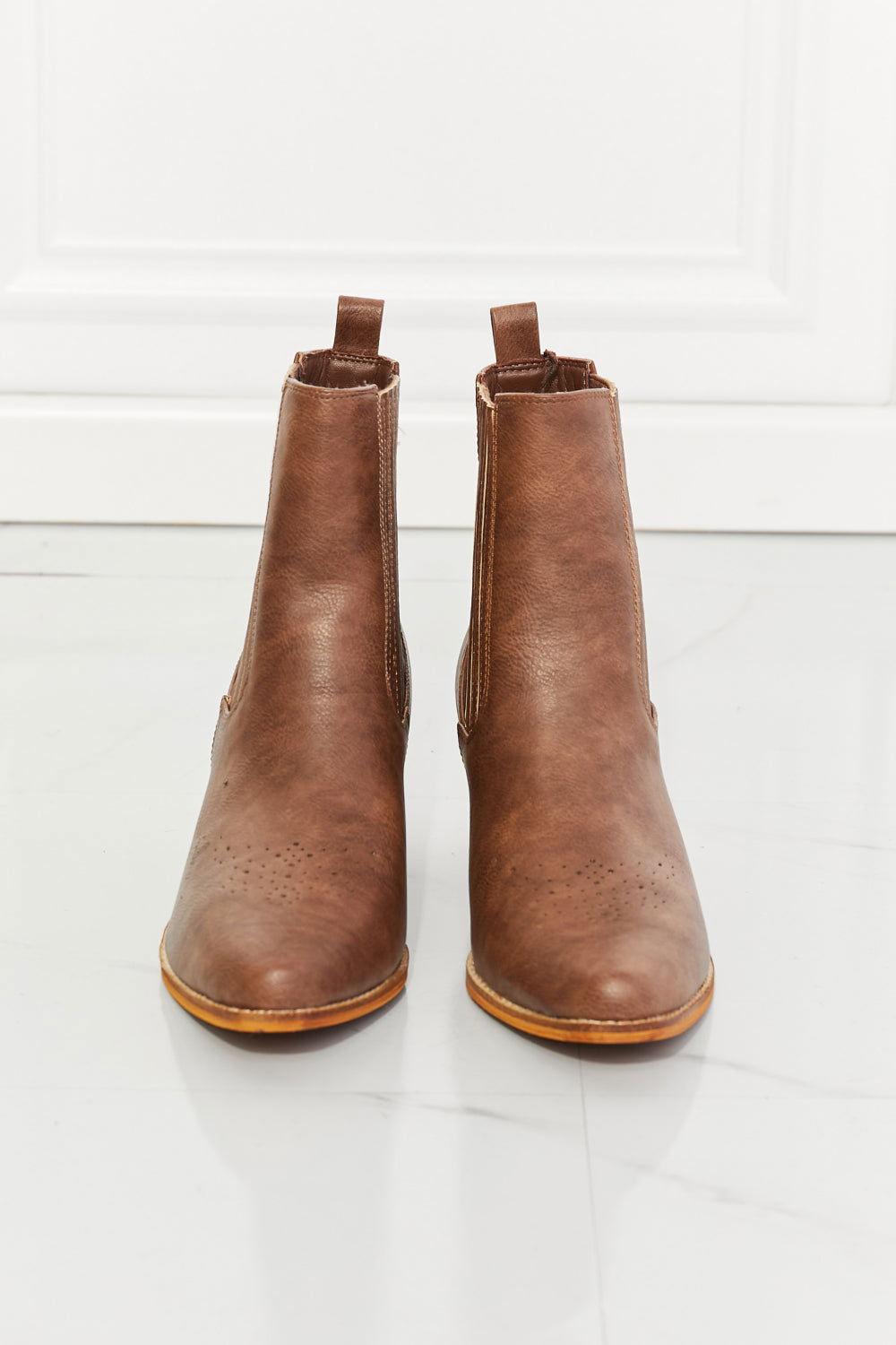 MMShoes Love the Journey Stacked Heel Chelsea Boot in Chestnut - Clothes For Her Online Store