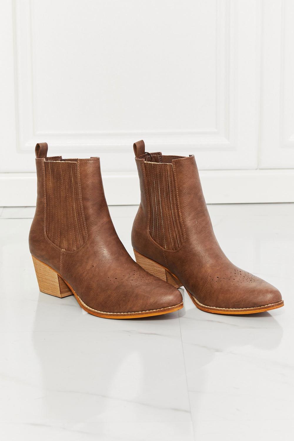 MMShoes Love the Journey Stacked Heel Chelsea Boot in Chestnut - Clothes For Her Online Store