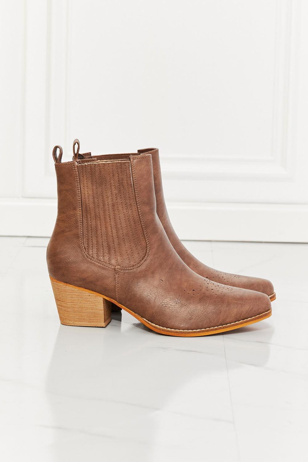 MMShoes Love the Journey Stacked Heel Chelsea Boot in Chestnut - Clothes For Her Online Store