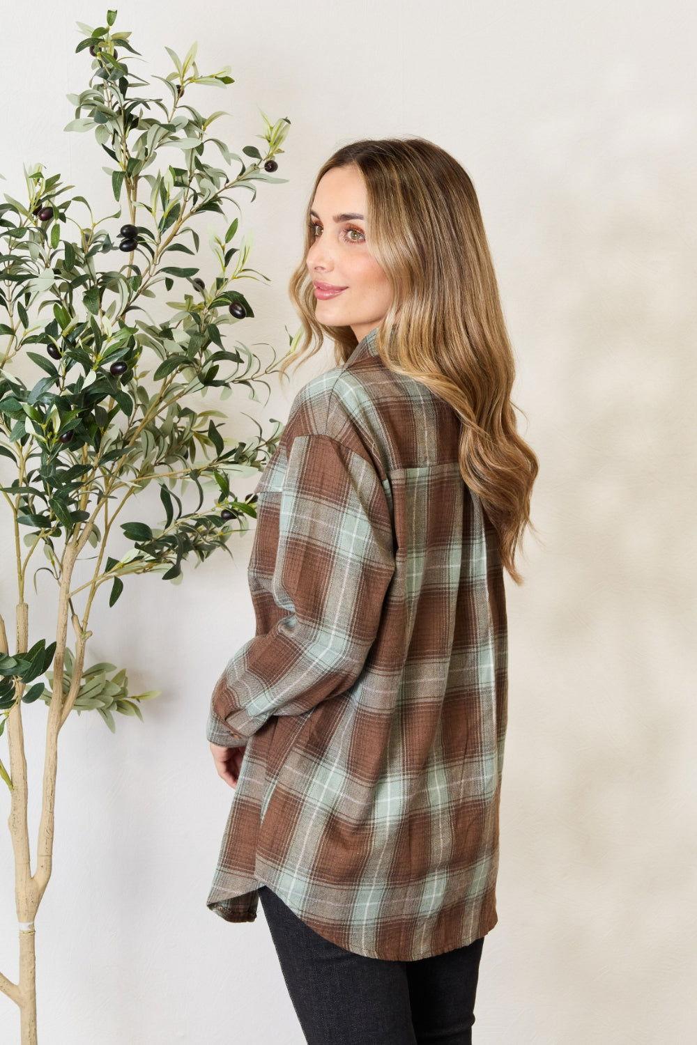 Mandy Plaid Dropped Shoulder Shirt - Clothes For Her Online Store