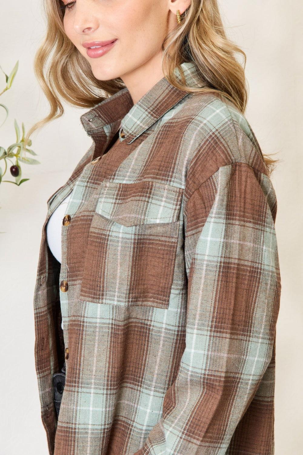 Mandy Plaid Dropped Shoulder Shirt - Clothes For Her Online Store