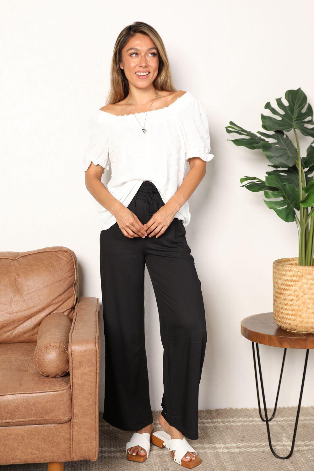 Mandy Swiss Dot Puff Sleeve Square Neck Blouse - Clothes For Her Online Store