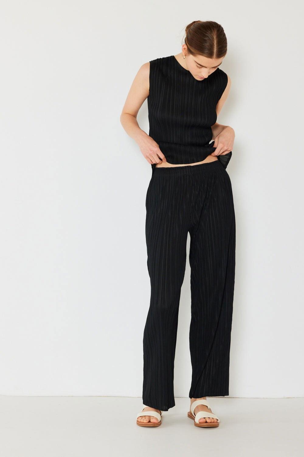 Marina West Swim Pleated Elastic-Waist Straight Pants - Clothes For Her Online Store